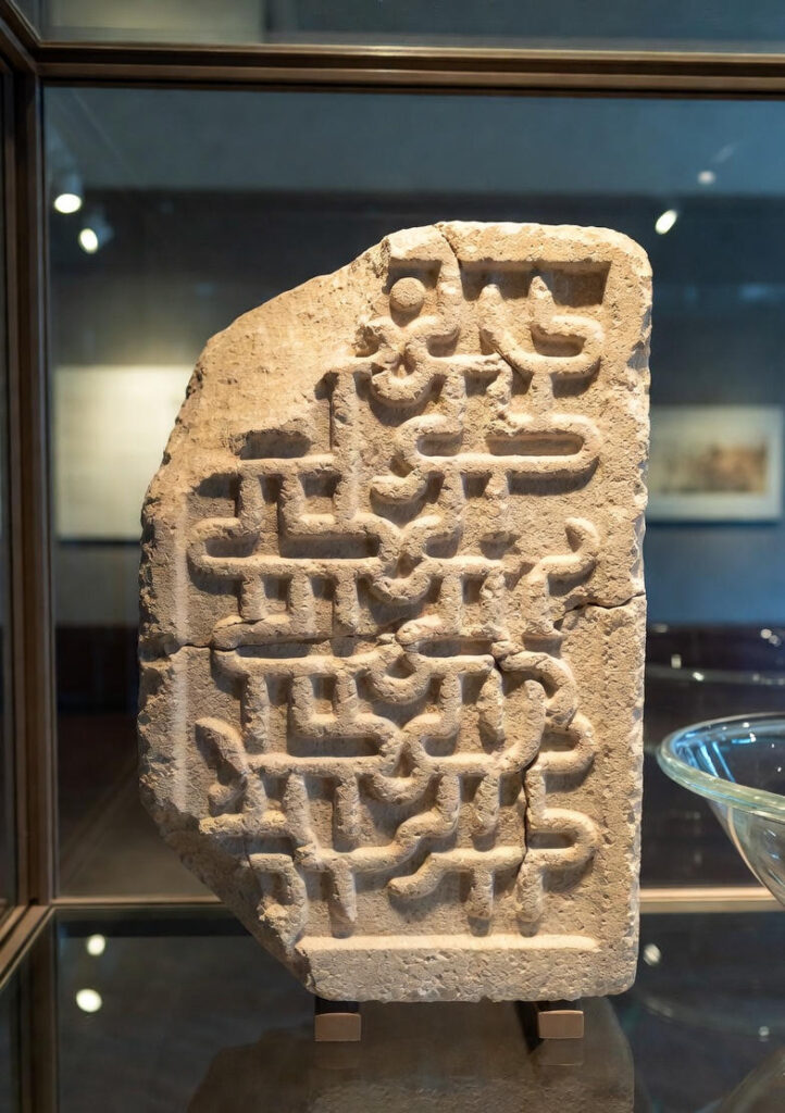 Frammento di stele calcarea modanata